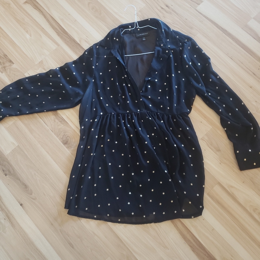 Lane Bryant black sheer babydoll top - Picture 2 of 3